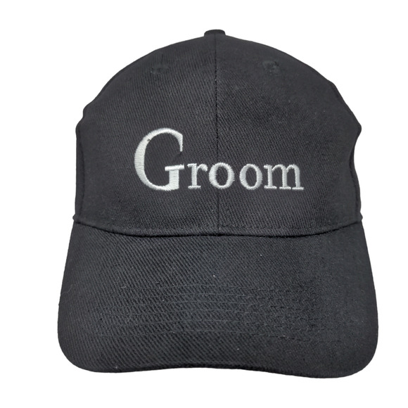 Unbranded Men's Stretchy Hat Black Size OSFM Wedding Groom Embroidered Logo - Picture 1 of 7